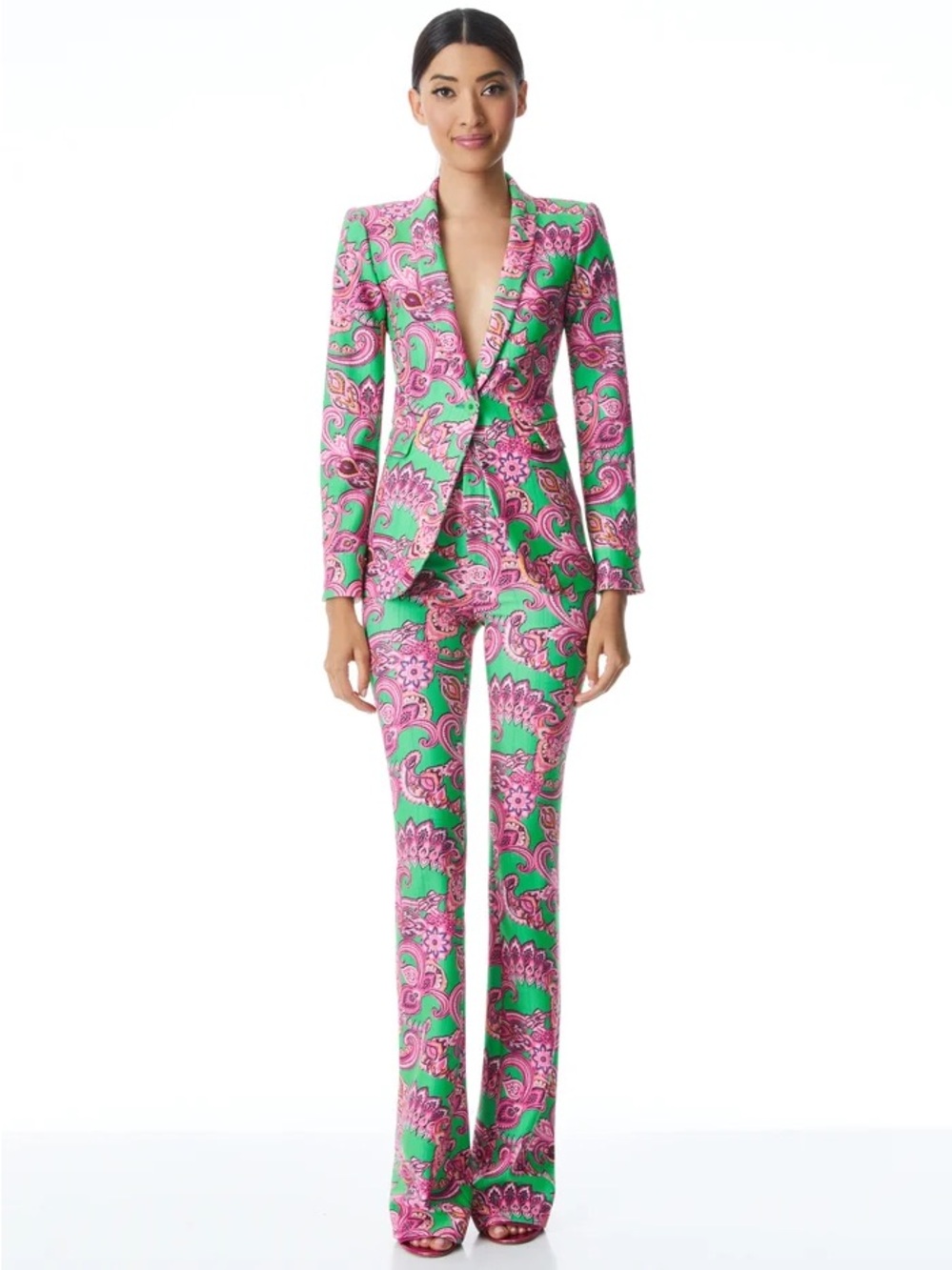Alice + Olivia MACEY CUFFED SHAWL COLLAR BLAZER - Picture 3 of 11